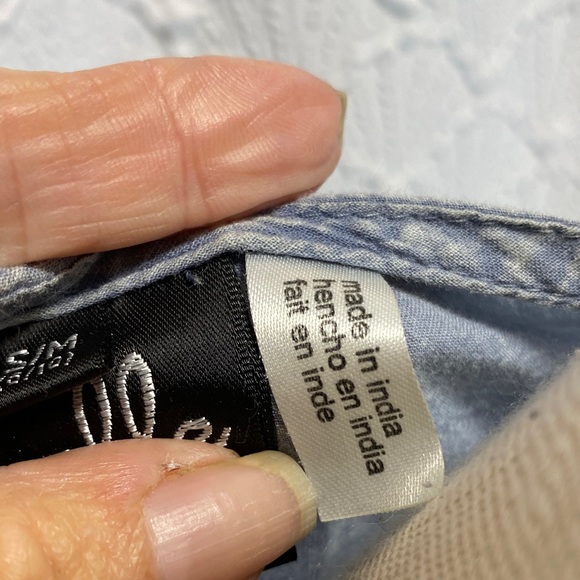 Noelle size s/m Blue Crochet lace neckline hem and sleeves 100% cotton - Picture 4 of 14